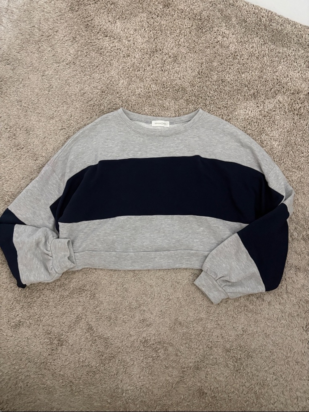 Treasure & Bond Light Gray and Blue Crewneck Sweatshirt